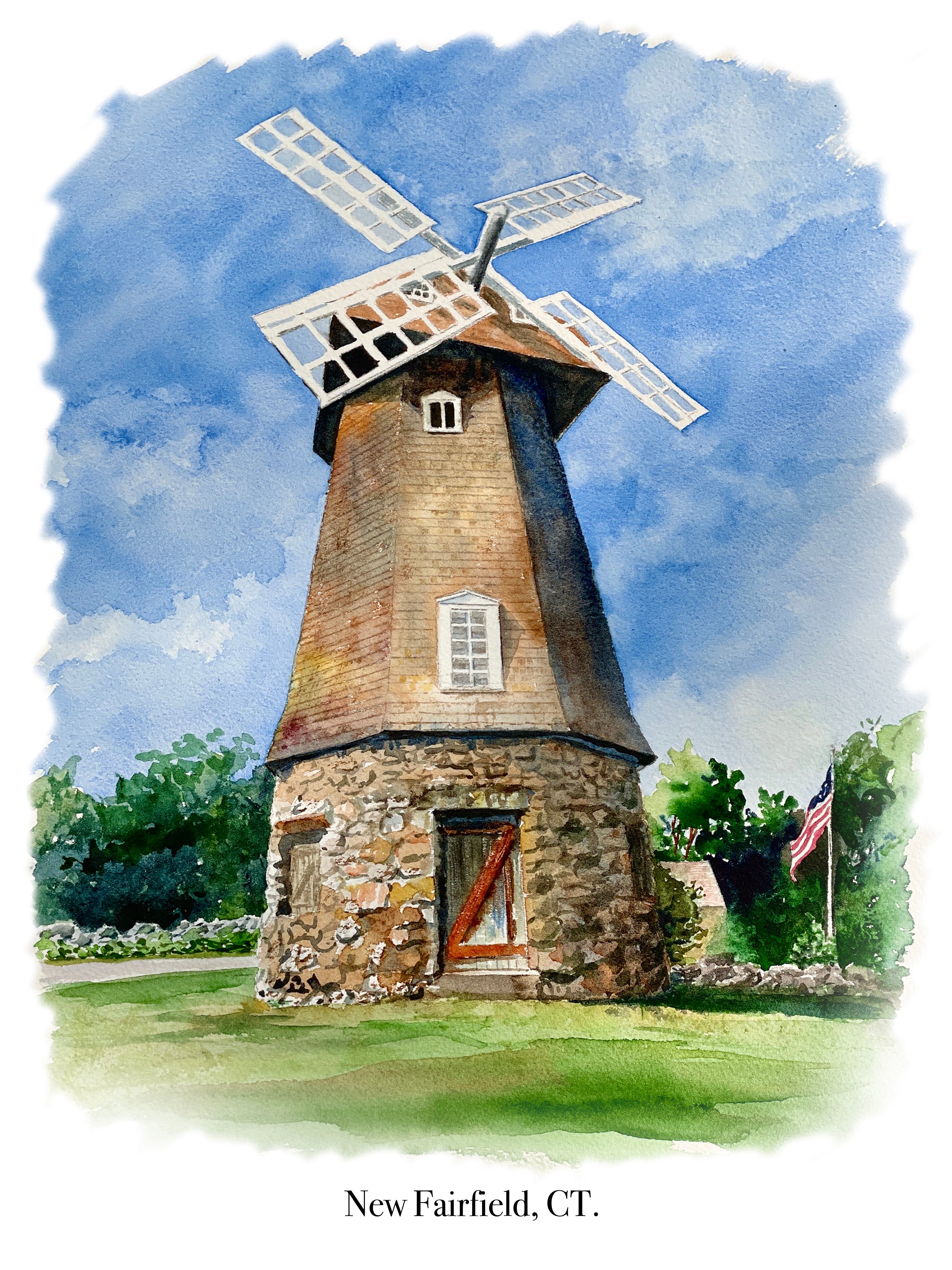 Windmill at Knollcrest, New Fairfield, CT. print Medeiros Fine Art